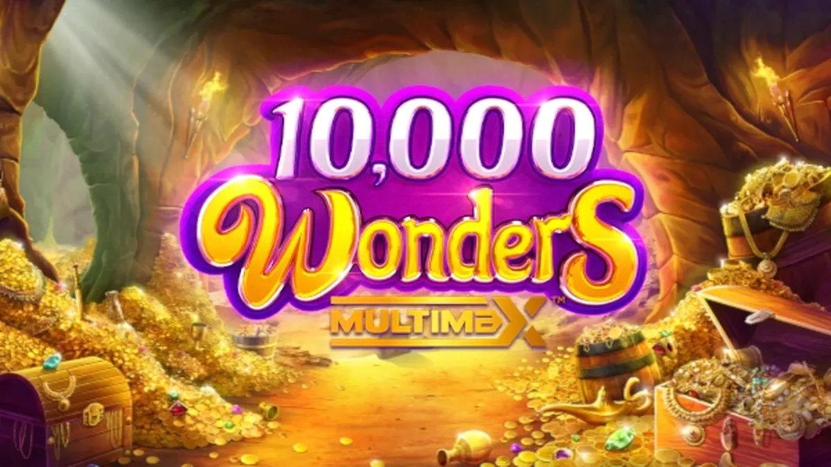 Interface do jogo 10,000 Wonders Multimax com temática de tesouros